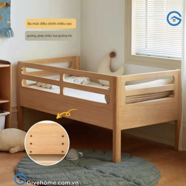 Giường ghép cho bé bằng gỗ sồi tự nhiên06