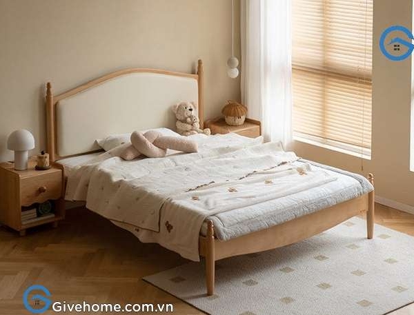 Giường ngủ cho bé gái bằng gỗ sồi cao cấp7