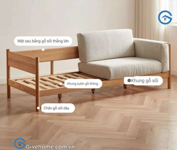 Sofa văng khung gỗ sồi đệm nỉ cao cấp3