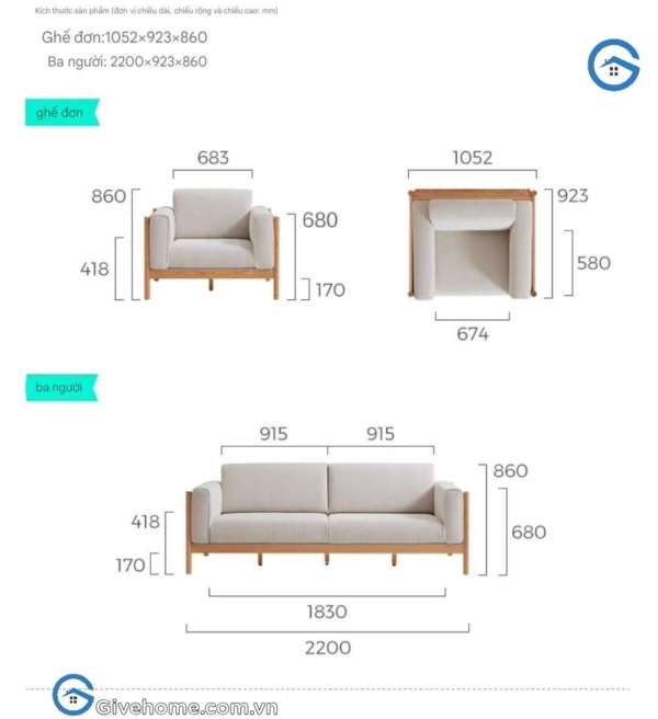 Sofa văng khung gỗ sồi đệm nỉ cao cấp8
