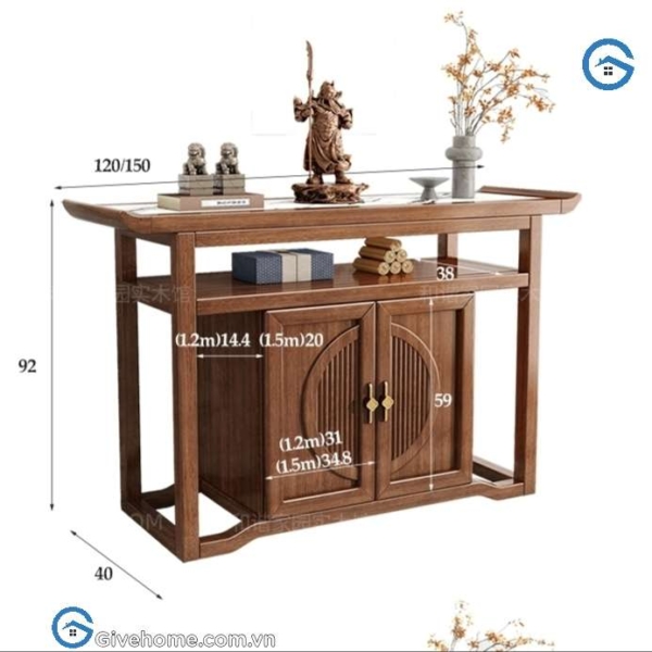 Tủ bàn thờ gỗ sồi tự nhiên thiết kế đẹp1
