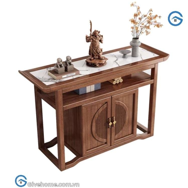 Tủ bàn thờ gỗ sồi tự nhiên thiết kế đẹp2