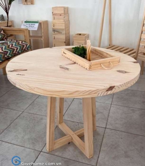 bàn tròn gỗ thông