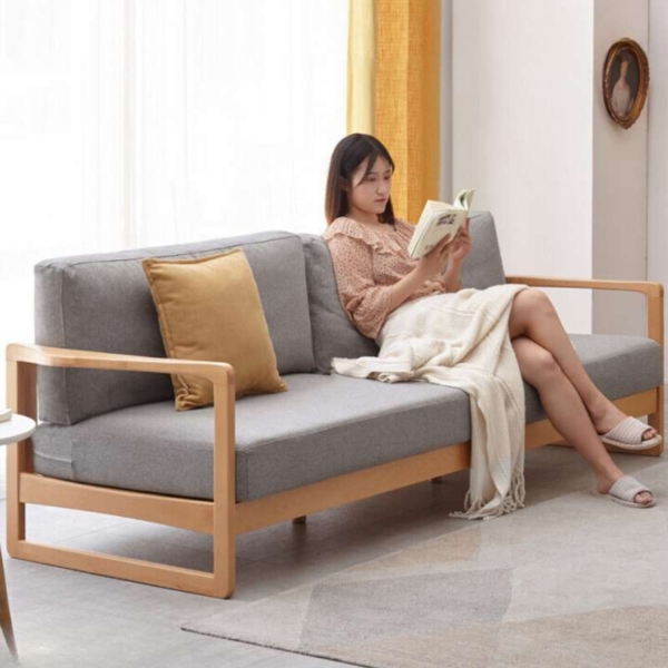 ghế sofa gỗ đệm rời thiết kế thanh lịch