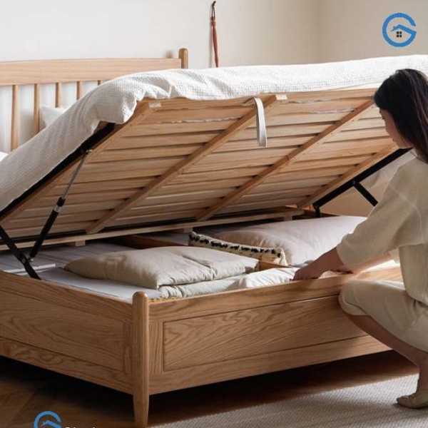 giường ngủ gỗ sồi tự nhiên kiểu dáng độc đáo2