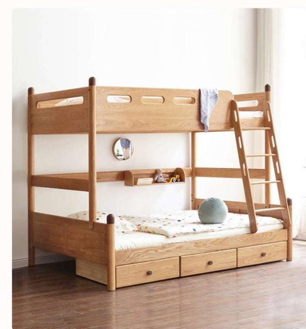 giường tầng gỗ sồi cho bé có ngăn kéo tiện ích8