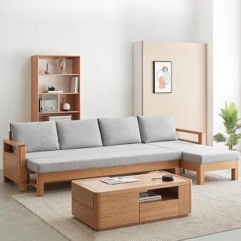 Bộ sofa gỗ sồi chữ L hiện đại6