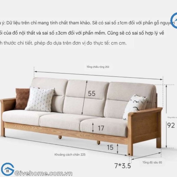 Ghế sofa gỗ sồi đệm nỉ kiểu dáng thanh lịch07