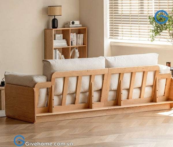 Ghế sofa gỗ sồi kiểu thật thiết kế tối giản1