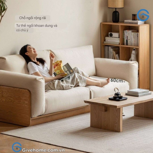 Ghế sofa gỗ sồi kiểu thật thiết kế tối giản5