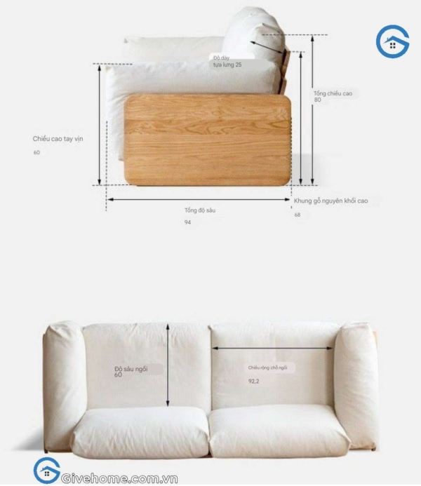 Ghế sofa gỗ sồi kiểu thật thiết kế tối giản6
