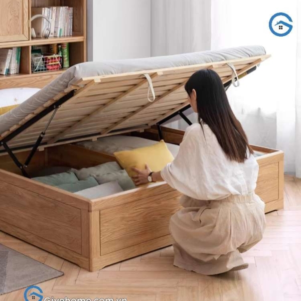Giường ngủ kết hợp tủ quần áo bằng gỗ sồi hiện đại1