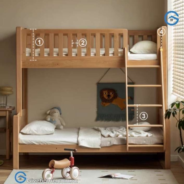 giường tầng 1m8×2m gỗ sồi tự nhiên3