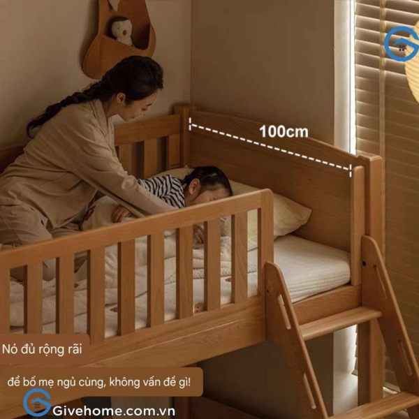 giường tầng 1m8×2m gỗ sồi tự nhiên6