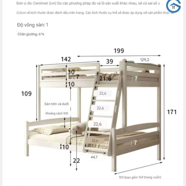 Giường 2 tầng trẻ em 1m2 thiết kế thông minh5