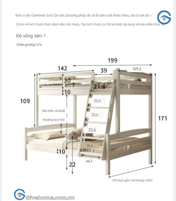 Giường 2 tầng trẻ em 1m2 thiết kế thông minh5