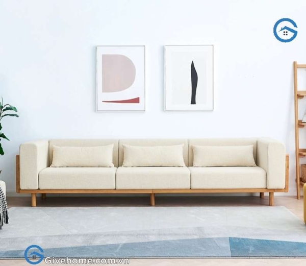 Sofa gỗ chữ L đệm nỉ thiết kế hiện đại2