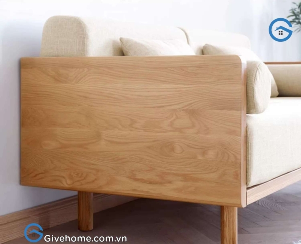 Sofa gỗ chữ L đệm nỉ thiết kế hiện đại3