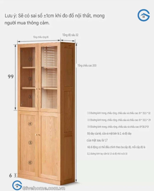 Tủ tài liệu gỗ tự nhiên 2 cánh kính đa năng5