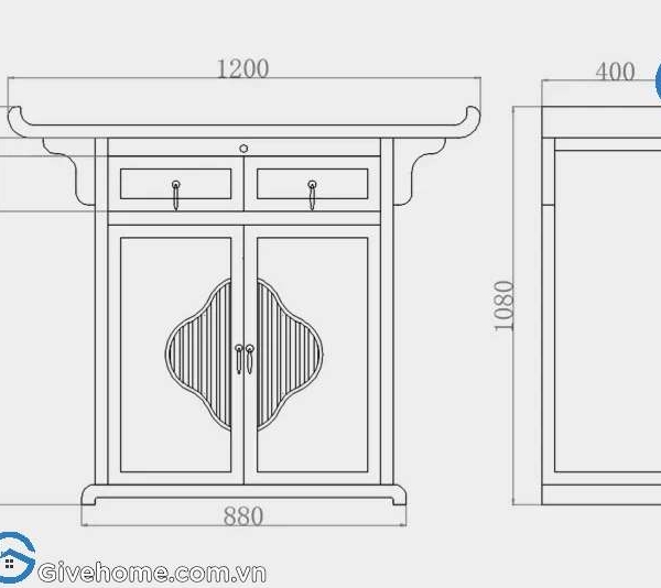 Tủ thờ nhỏ cho căn hộ chung cư bằng gỗ tự nhiên10