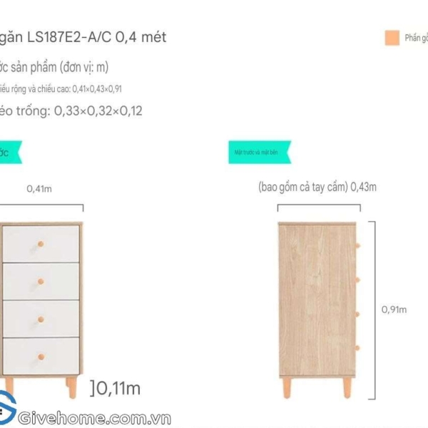 Tủ ngăn kéo gỗ công nghiệp 4 ngăn thiết kế nhỏ gọn4