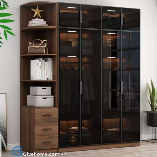 Tủ quần áo gỗ mdf cánh kính