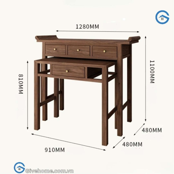 Bàn thờ gia tiên bằng gỗ sồi thiết kế đơn giản 7