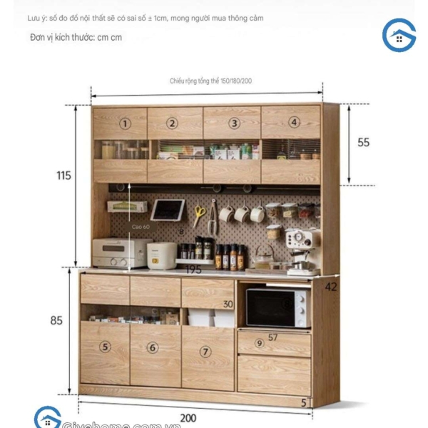 Tủ bếp gia đình bằng gỗ tự nhiên đa năng 1