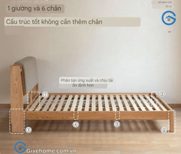 Giường ngủ bọc nệm ở đầu giường gỗ sồi1