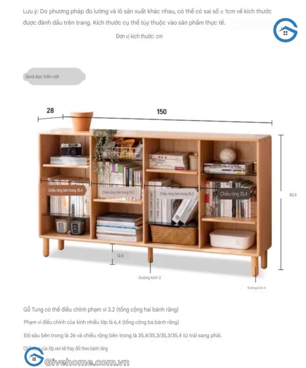 Kệ sách thấp nhiều ngăn bằng gỗ tự nhiên 4