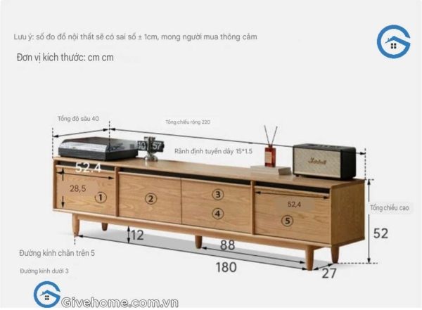 Kệ tivi phòng khách gỗ sồi thiết kế tối giản3