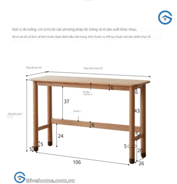 Bàn học gỗ tự nhiên kiểu dáng đơn giản08