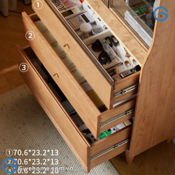 Tủ trang trí cánh kính trượt bằng gỗ sồi hiện đại5 Tủ trang trí cánh kính trượt bằng gỗ sồi hiện đại5