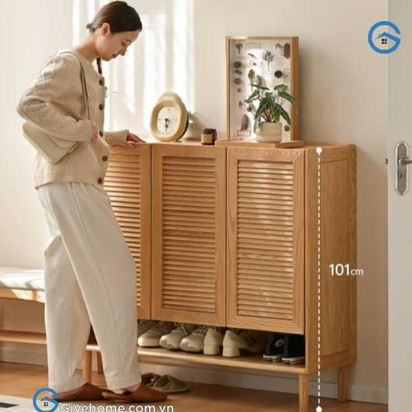 Tủ đựng giày dép bằng gỗ tự nhiên 3 cánh tiện ích4