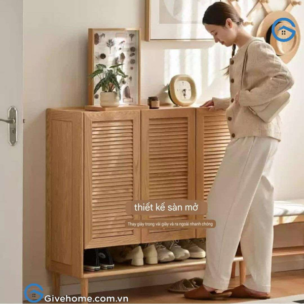 Tủ đựng giày dép bằng gỗ tự nhiên 3 cánh tiện ích6