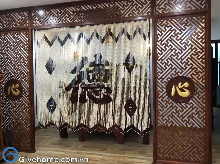 rèm hạt gỗ che bàn thờ03