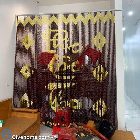 rèm hạt gỗ che bàn thờ08