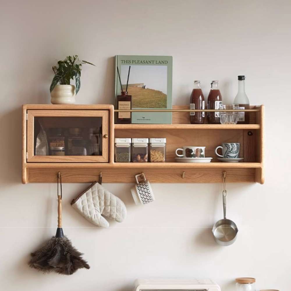 Kệ gỗ treo tường có móc treo tiện dụng